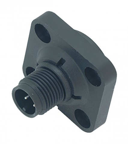 M12 Square male panel mount connector, Contacts: 4, unshielded, solder, IP40, Square