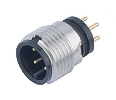 M12 Male panel mount connector, Contacts: 4, unshielded