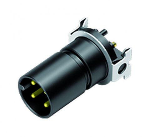 M12 Male receptacle, Contacts: 4, unshielded, SMT, IP67, for SMT