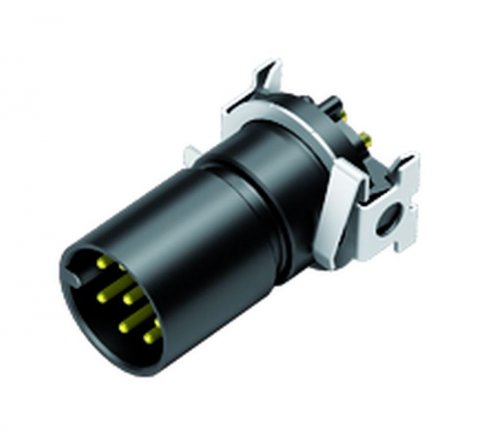 M12 Male receptacle, Contacts: 4, shieldable, SMT, IP67, for SMT