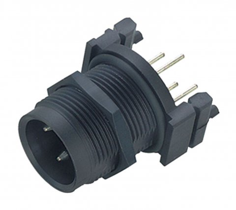 M18 Male panel mount connector, Contacts: 4, unshielded, THT, IP67, UL, front fastened