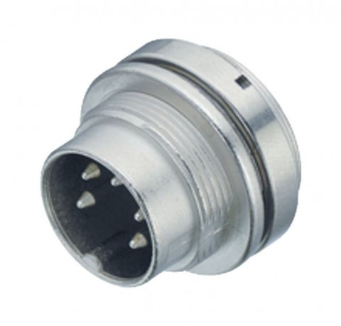 M16 Male panel mount connector, Contacts: 14 (14-b), unshielded, solder, IP67, UL