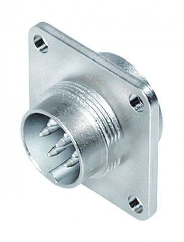 M16 Square male panel mount connector, Contacts: 14 (14-b), unshielded, solder, IP67, UL