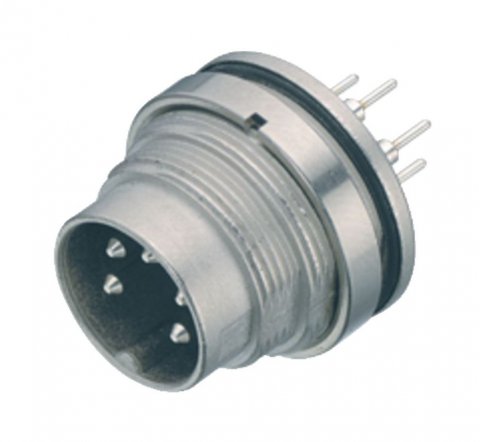 M16 Male panel mount connector, Contacts: 14 (14-b), unshielded, THT, IP67, UL, front fastened