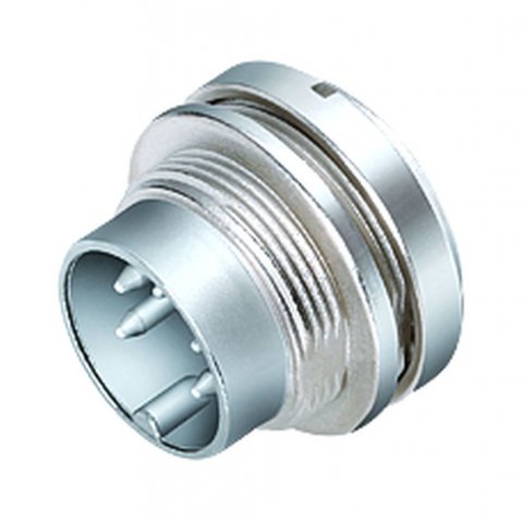 M16 Male panel mount connector, Contacts: 8 (08-a), unshielded, solder, IP40