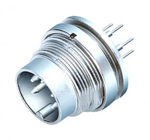 M16 Male panel mount connector, Contacts: 8 (08-a), unshielded, THT, IP40, front fastened