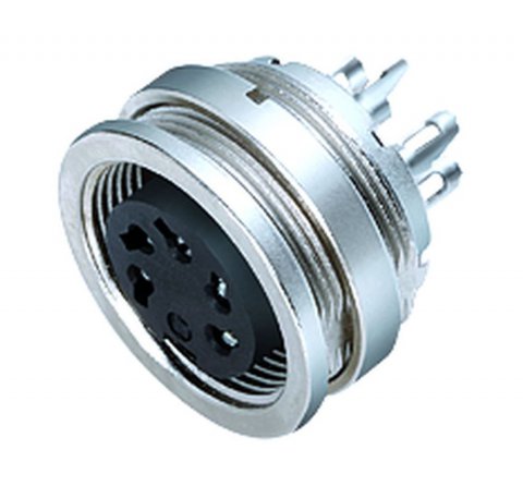 M16 Female panel mount connector, Contacts: 8 (08-a), unshielded, solder, IP40