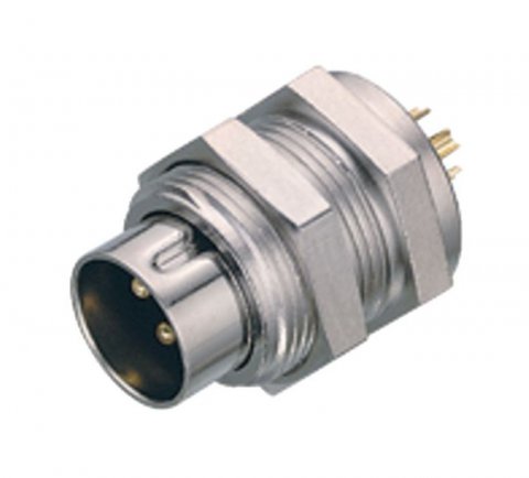 M9 Male panel mount connector, Contacts: 7, unshielded, solder, IP40