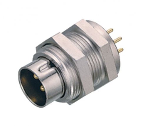 M9 Male panel mount connector, Contacts: 7, unshielded, THT, IP40