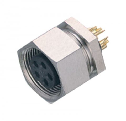 M9 Female panel mount connector, Contacts: 7, unshielded, solder, IP40