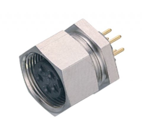 M9 Female panel mount connector, Contacts: 7, unshielded, THT, IP40