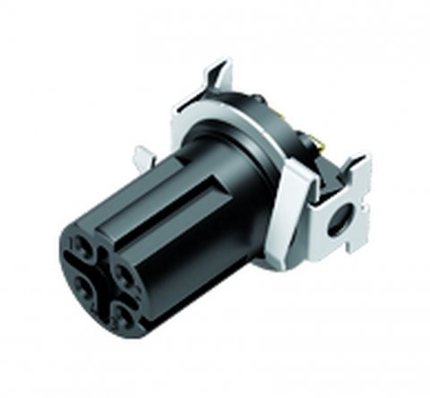 M12 Female panel mount connector, Contacts: 4, shieldable, SMT, IP67, for SMT