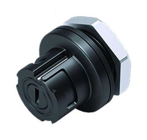 Bayonet Female panel mount connector, Contacts: 5, unshielded, THT, IP54 unplugged