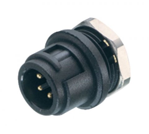 Bayonet Male panel mount connector, Contacts: 2, unshielded, solder, IP40