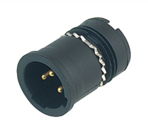 M12 Male receptacle, Contacts: 2+PE, unshielded, solder, IP67, UL