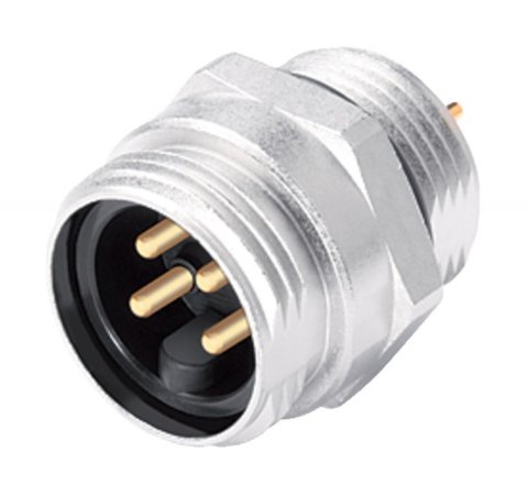 7/8" Male panel mount connector, Contacts: 2+PE, unshielded, THT, IP68, UL, VDE