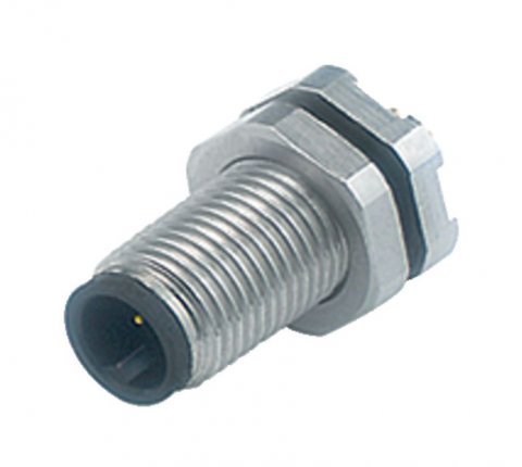 M5 Male panel mount connector, Contacts: 3, unshielded, THT, IP67