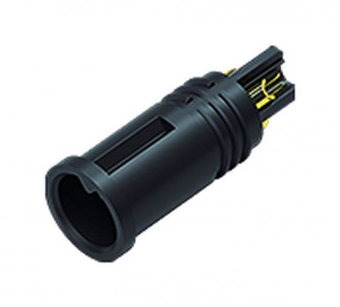 M5 Male receptacle, Contacts: 4, unshielded, solder, IP67, for M5 tube