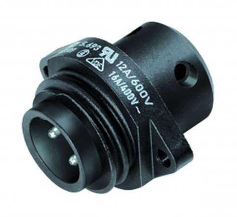 RD24 Male panel mount connector, Contacts: 3+PE, unshielded, screw clamp, IP67, UL, ESTI+, VDE