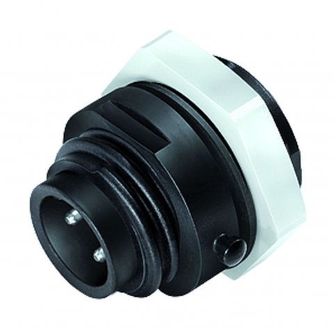 RD24 Male panel mount connector, Contacts: 3+PE, unshielded, screw clamp, IP67, UL, ESTI+, VDE, central fixing