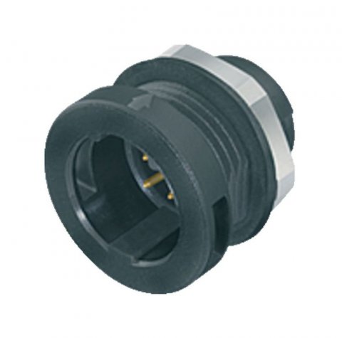 Push Pull Male panel mount connector, Contacts: 3, unshielded, solder, IP67