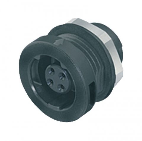 Push Pull Female panel mount connector, Contacts: 3, unshielded, solder, IP67