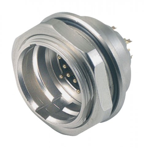 Push Pull Male panel mount connector, Contacts: 3, unshielded, solder, IP67, front fastened