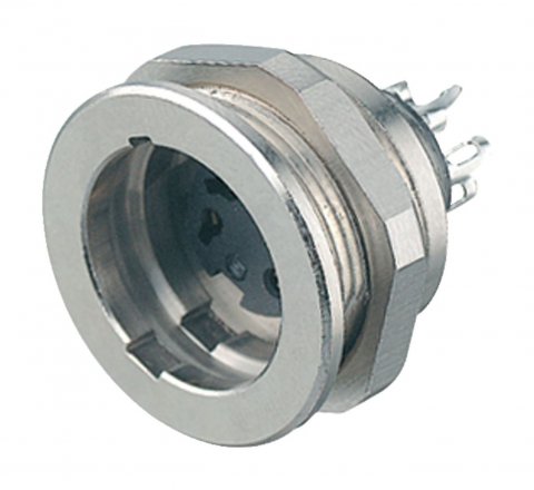 Push Pull Female panel mount connector, Contacts: 4, unshielded, solder, IP40