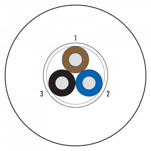 Contacts: 3 wires, shielded, PUR, black (RAL 9005), 3 x 0.34 mm², 100 m