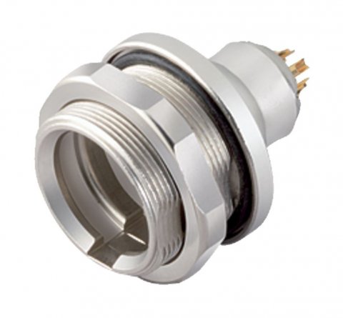 Push Pull Male panel mount connector, Contacts: 3, unshielded, solder, IP67, front fastened