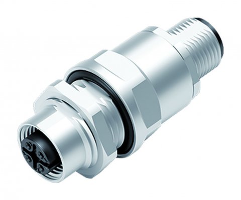 M12 Lead-through for control cabinet, Contacts: 4, shielded, pluggable, IP67, UL, M12x1.0