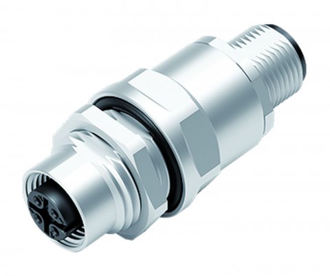 M12 Lead-through for control cabinet, Contacts: 5, shielded, pluggable, IP67, UL, M12x1.0