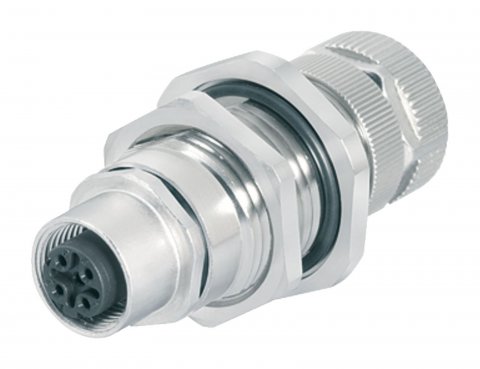 M12 Lead-through for control cabinet, Contacts: 4, shielded, pluggable, IP67, UL