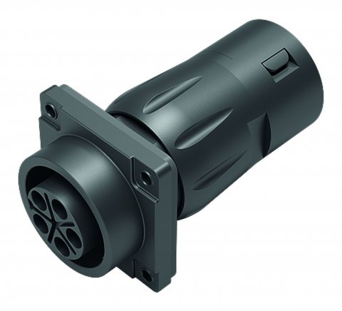 Bayonet Female panel mount connector, Contacts: 4+PE, unshielded, crimping (Crimp contacts must be ordered separately), IP68/IP69K, UL, VDE