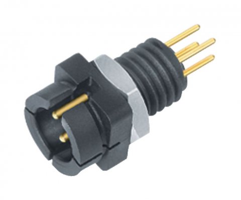 Snap-In Male panel mount connector, Contacts: 3, unshielded, THT, IP40