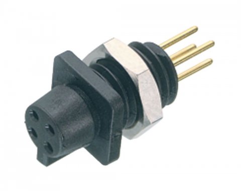 Snap-In Female panel mount connector, Contacts: 3, unshielded, THT, IP40