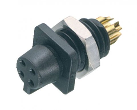 Snap-In Female panel mount connector, Contacts: 3, unshielded, solder, IP40