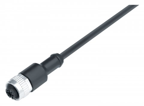 M12 Female cable connector, Contacts: 4, IP68, PUR, 4 x 0.34 mm², 2 m