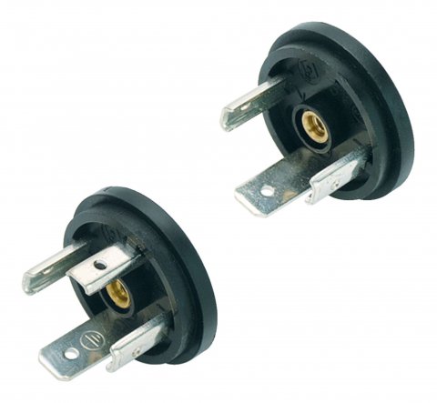 Male power connector, Contacts: 2+PE, unshielded, solder, IP40 without seal, UL, ESTI+, VDE