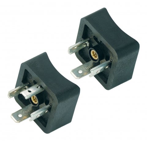 Male power connector, contacts angled inwards, Contacts: 2+PE, unshielded, solder, IP40 without seal, UL, ESTI+, VDE