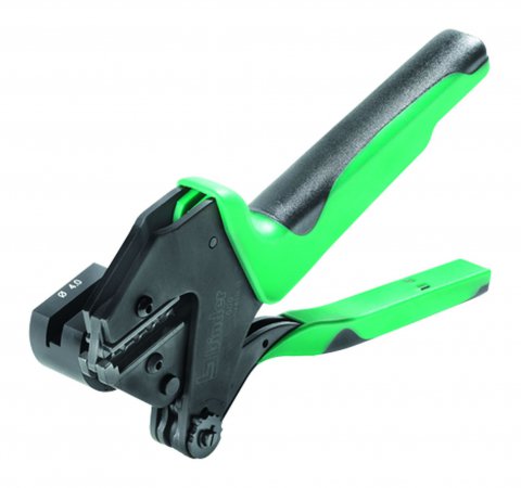 Crimping tool, for power contacts, With neutral operating instructions