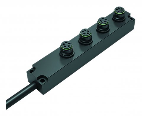 Snap-In 4-way distributor, Contacts: 5, unshielded, moulded on the cable, IP67, 5 x 0.75 mm²