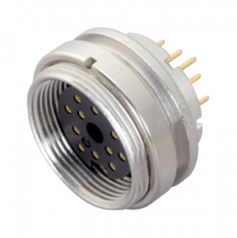 M16 Female panel mount connector, Contacts: 14 (14-b), unshielded, THT, IP40, front fastened