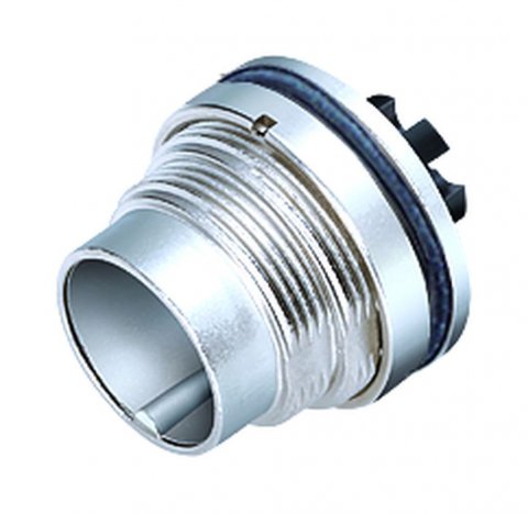 M16 Male panel mount connector, Contacts: 4 (04-a), unshielded, crimping (Crimp contacts must be ordered separately), IP67, UL, front fastened