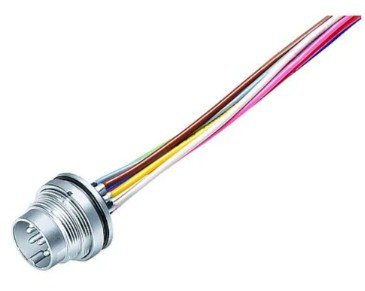M16 Male panel mount connector, Contacts: 4 (04-a), unshielded, single wires, IP67, UL, front fastened