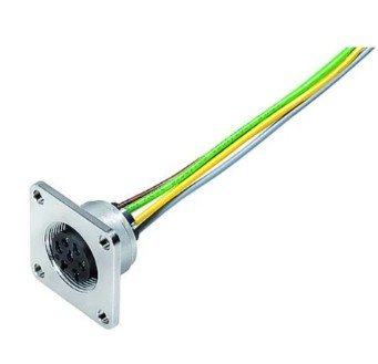 M16 Female panel mount connector, Contacts: 4 (04-a), unshielded, single wires, IP67, UL