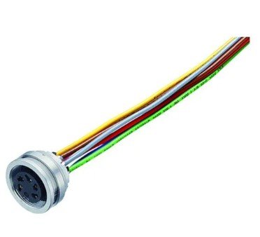 M16 Female panel mount connector, Contacts: 4 (04-a), unshielded, single wires, IP67, UL