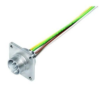 M16 Male panel mount connector, Contacts: 5 (05-a), unshielded, single wires, IP67, UL