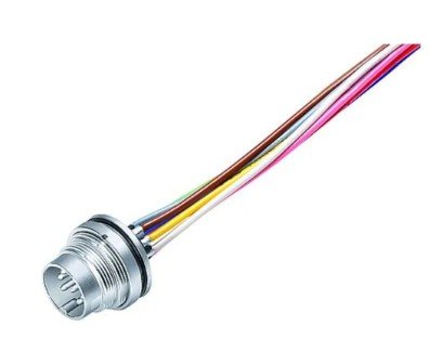 M16 Male panel mount connector, Contacts: 5 (05-a), unshielded, single wires, IP67, UL, front fastened