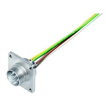 M16 Male panel mount connector, Contacts: 6 (06-a), unshielded, single wires, IP67, UL
